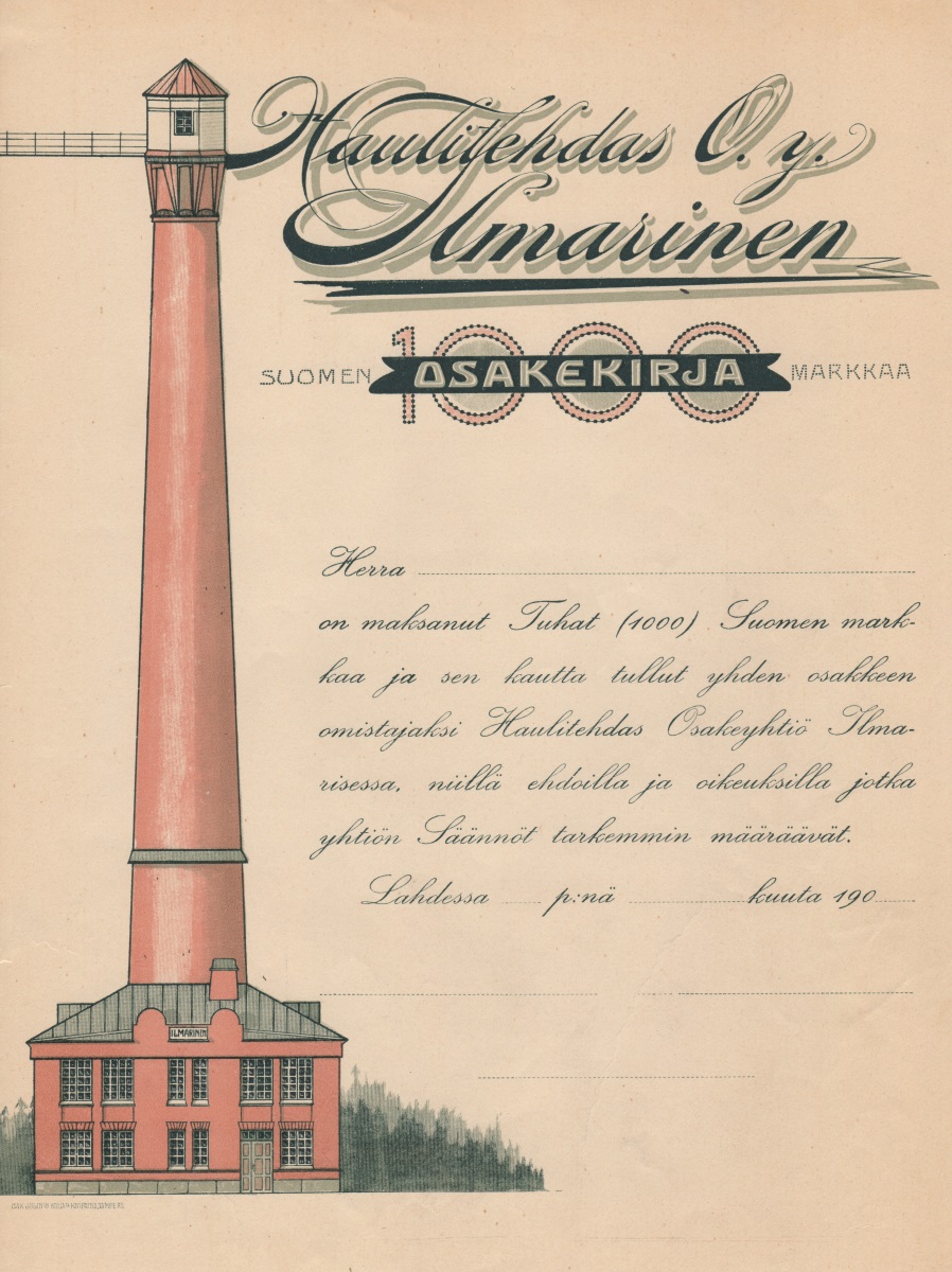 Haulitehdas Ilmarinen osakekirja